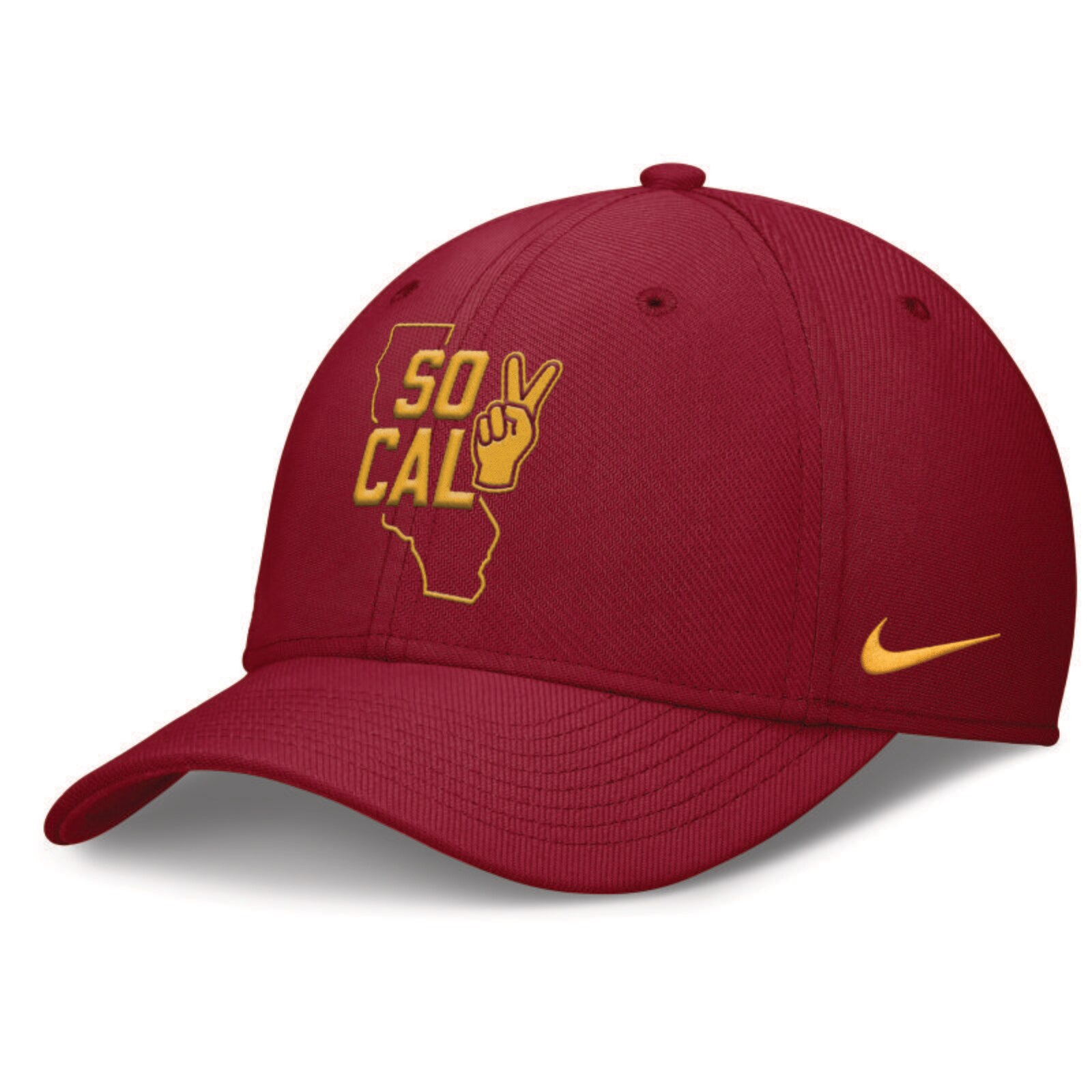 USC Trojans Nike Cardinal So Cal Victory Fingers Rise Structured Swooshflex Fitted Hat 1